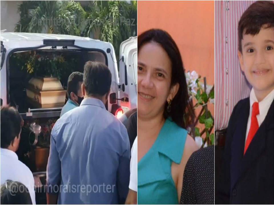 Sob forte comoção, corpos de mãe e filho são sepultados neste domingo (20), em Patos