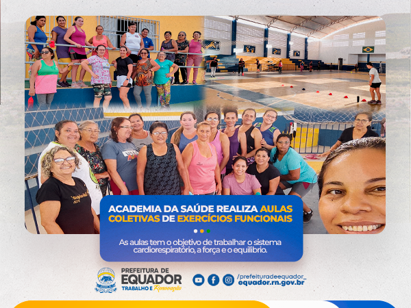 Academia de saúde de Equador RN, realiza aulas coletivas de exercícios funcionais.