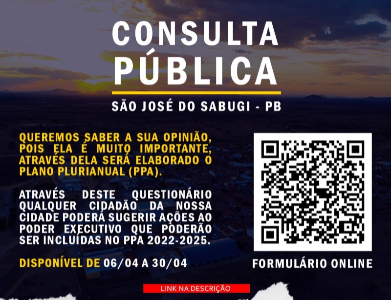 São José do Sabugi disponibiliza formulário digital para população participar da elaboração PPA