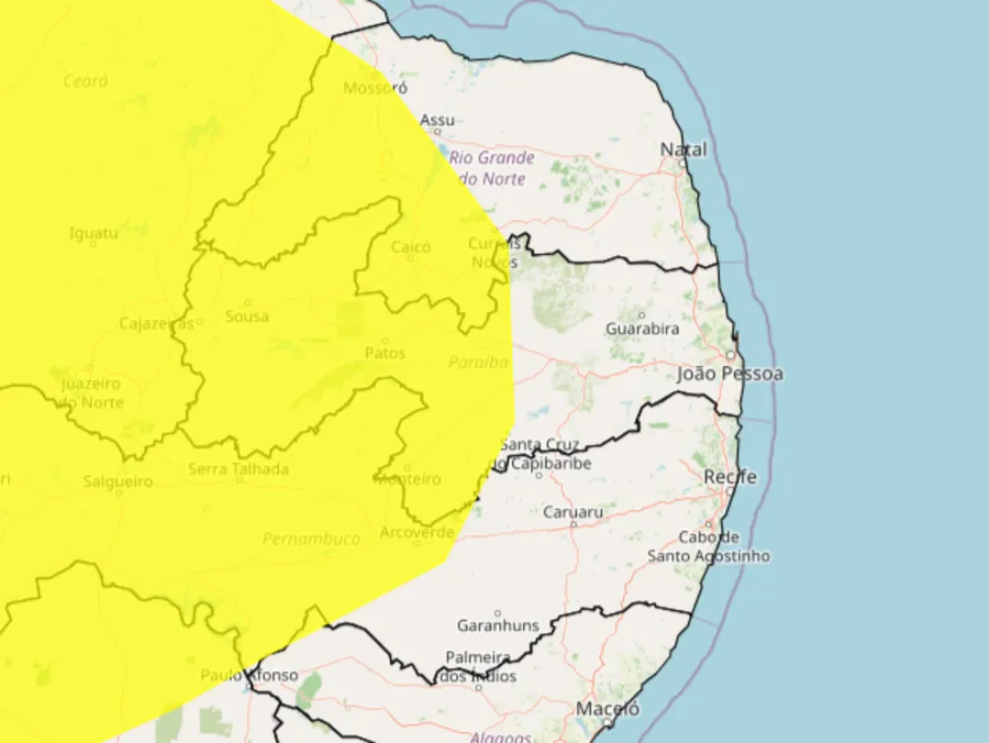 Baixa umidade do ar: Inmet renova alerta para 121 cidades da Paraíba; veja lista