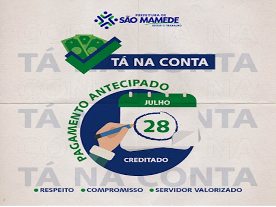 Prefeitura de São Mamede efetua o pagamento antecipado dos salários do mês de julho